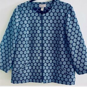 Cicho’s Monochrome Hexagon Pattern Blue Jacket